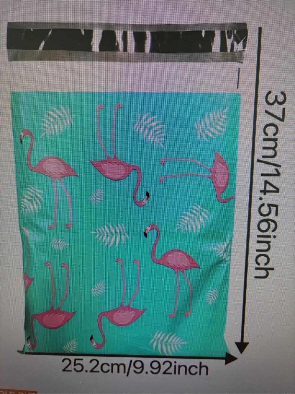 Flamingo Print Turquoise Mailing Bag with Pink Flamingos